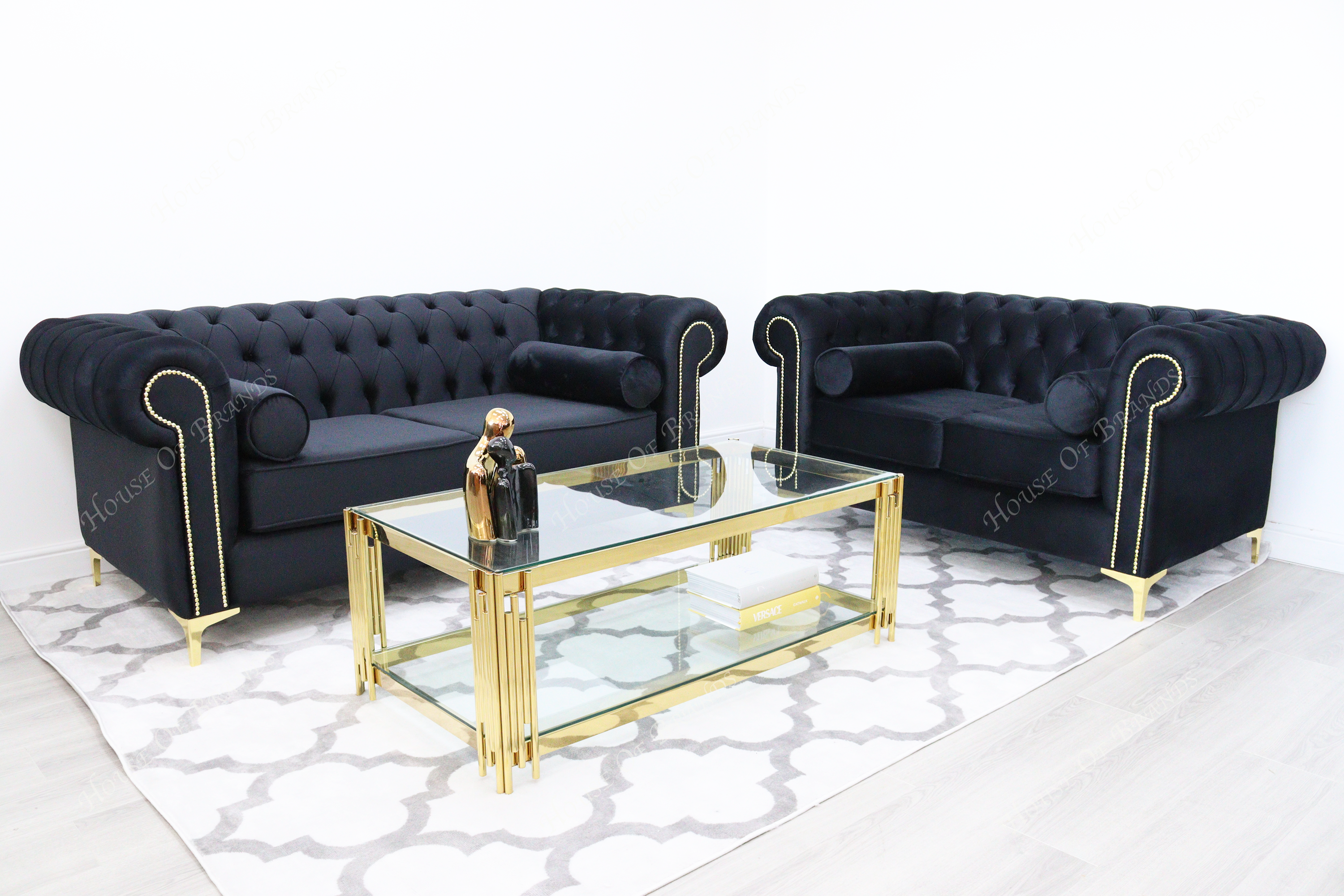 Velvet sofa online set designs