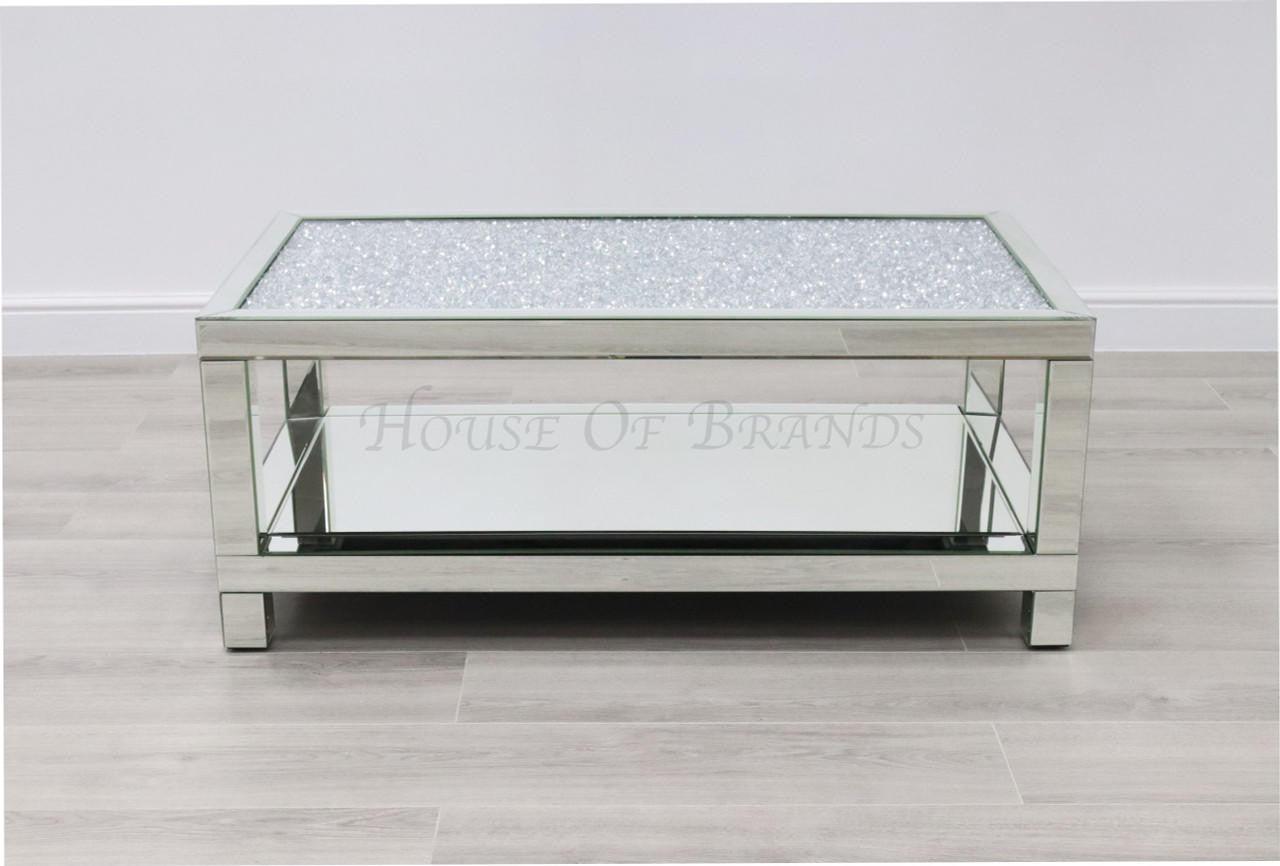 White crushed deals diamond coffee table