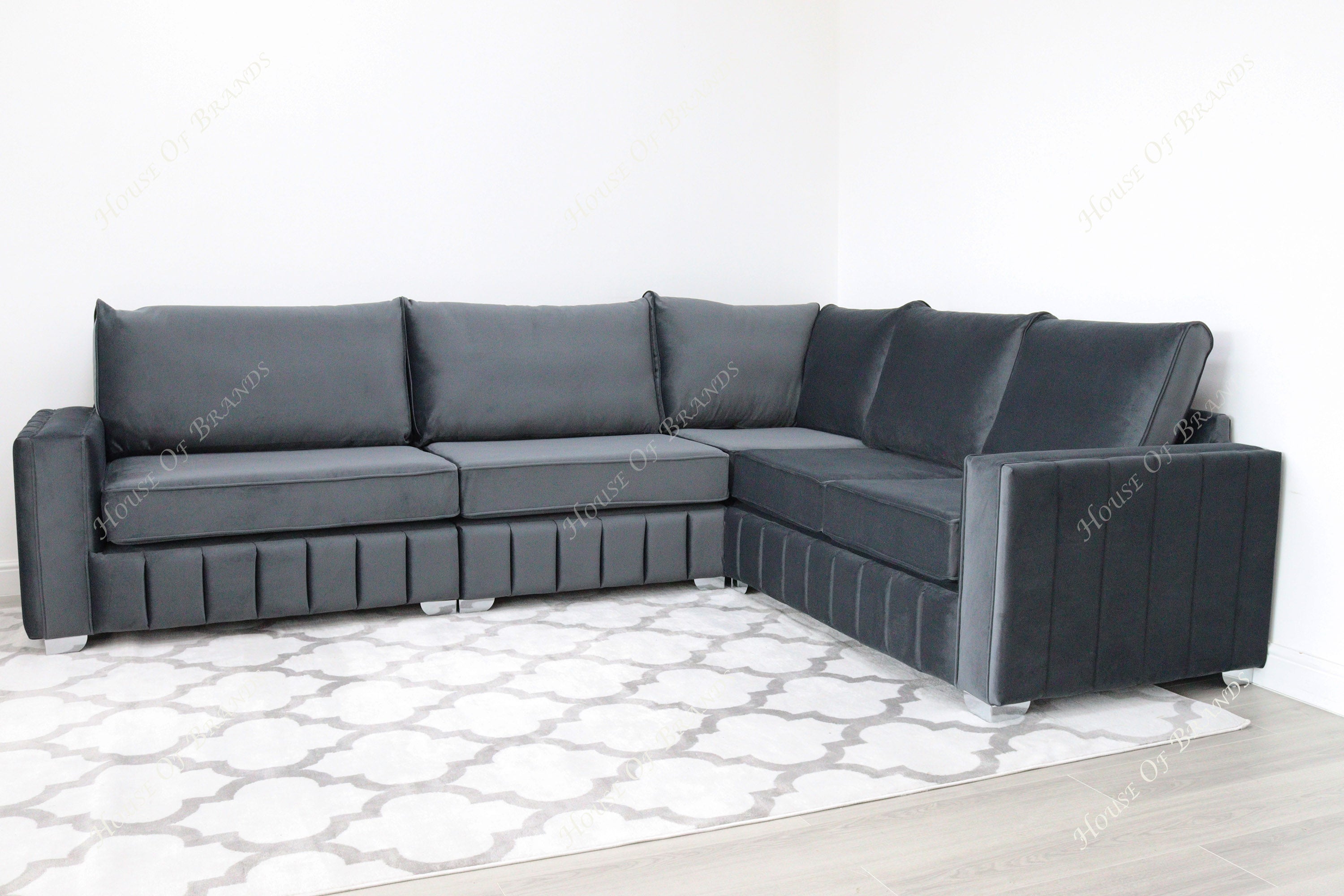 Beverly Malta Velvet Corner Sofa