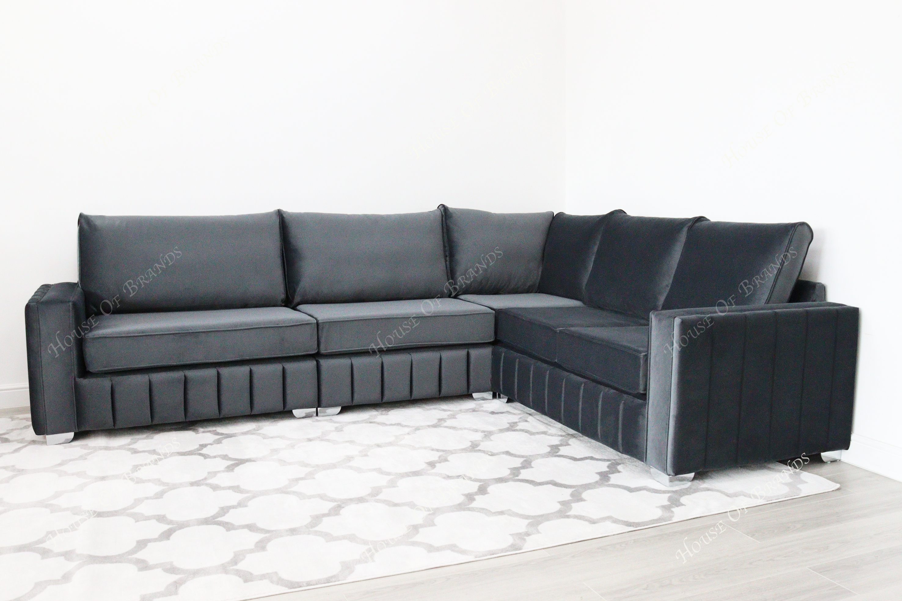 Beverly Malta Velvet Corner Sofa