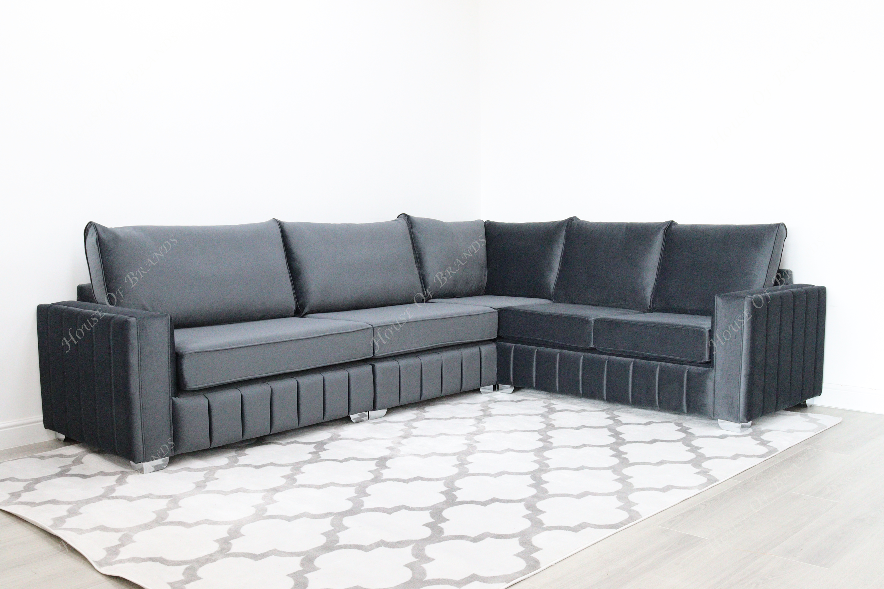 Beverly Malta Velvet Corner Sofa