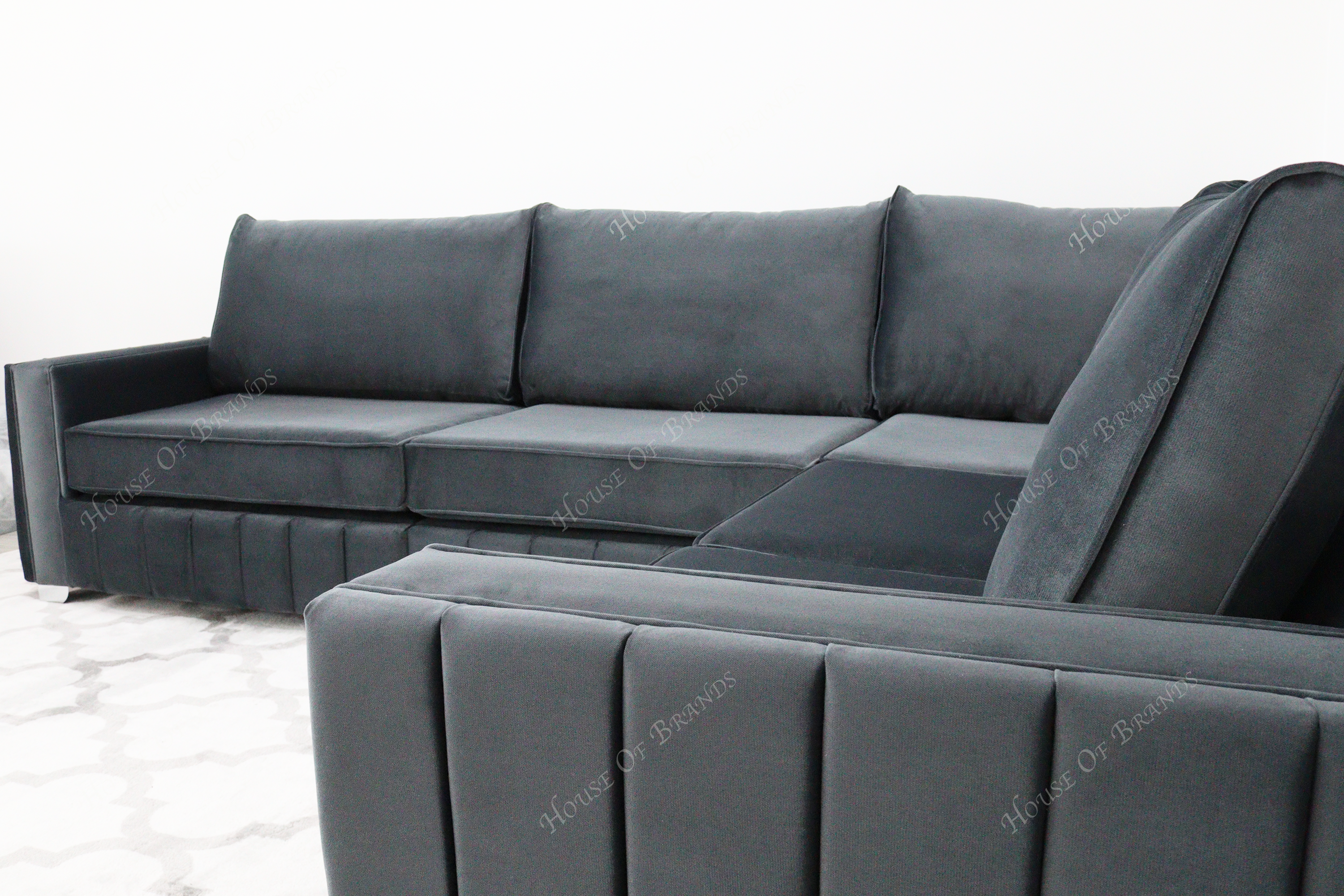 Beverly Malta Velvet Corner Sofa