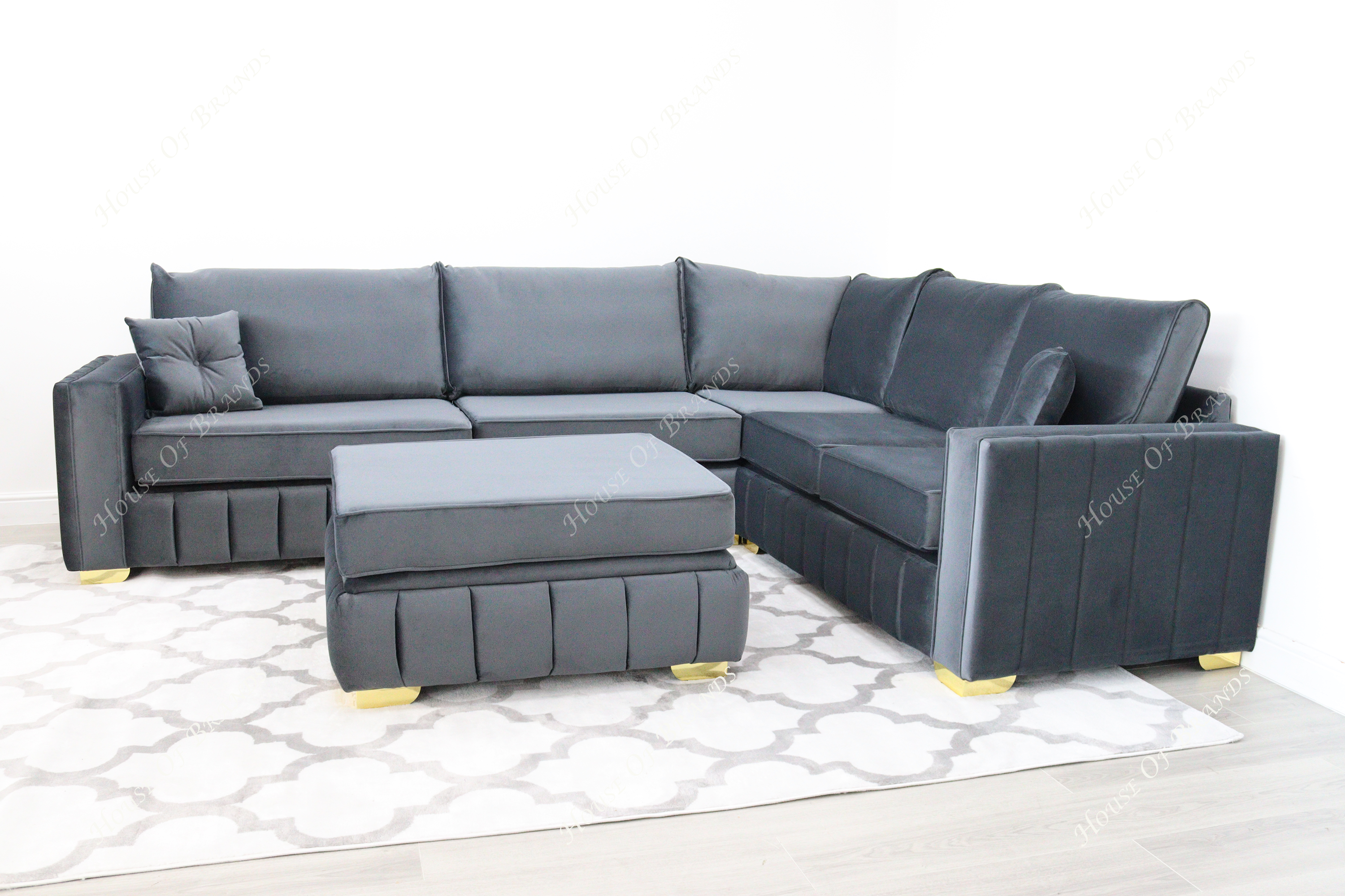 Beverly Malta Velvet Corner Sofa