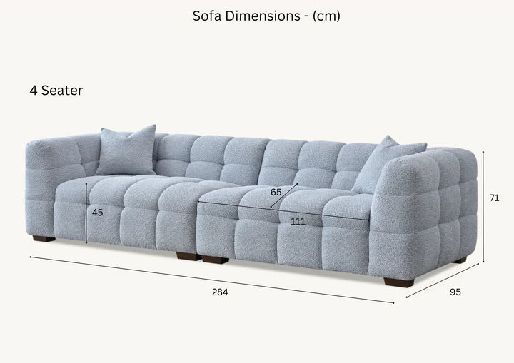 4 Seater Aluxo Tribeca Sofa Range In Pearl Boucle Fabric