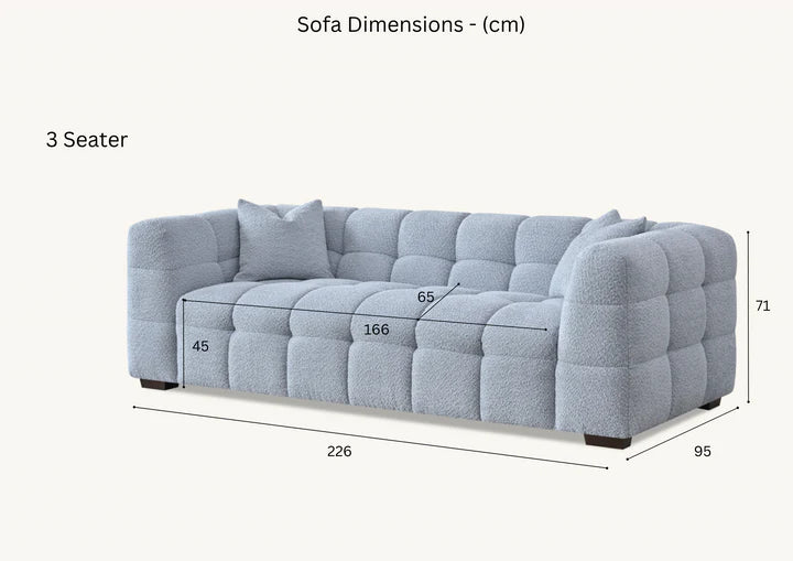 3 Seater Aluxo Tribeca Sofa Range In Pearl Boucle Fabric