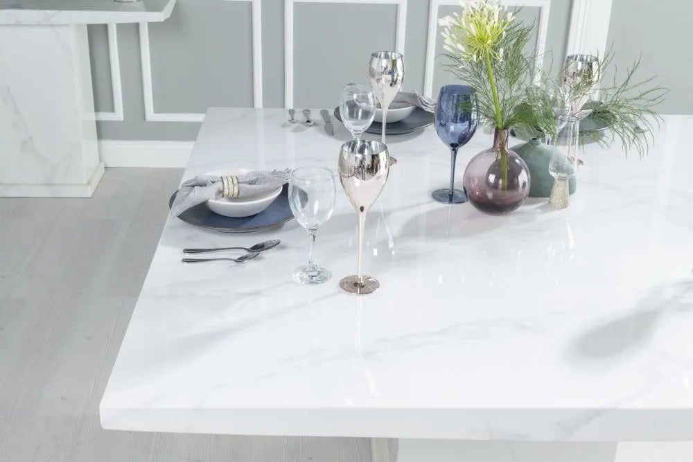 Turin White Marble Dining Table
