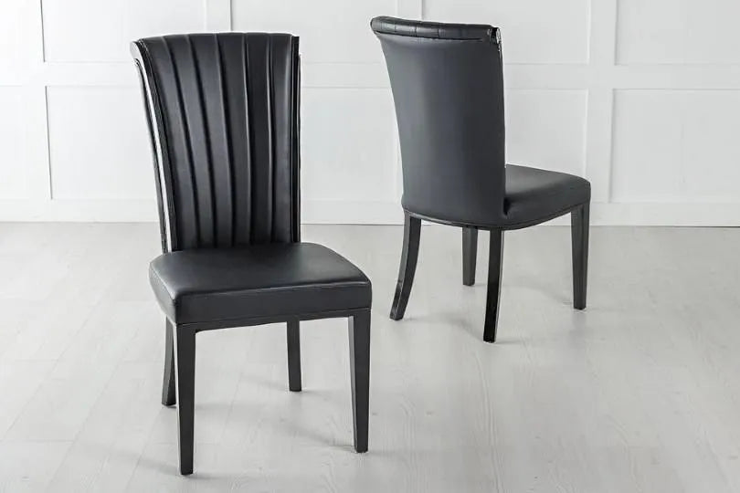 Cadiz Black Dining Chair Leather