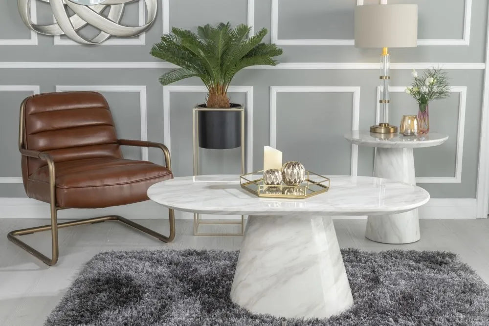 Carrera White Marble Coffee Table