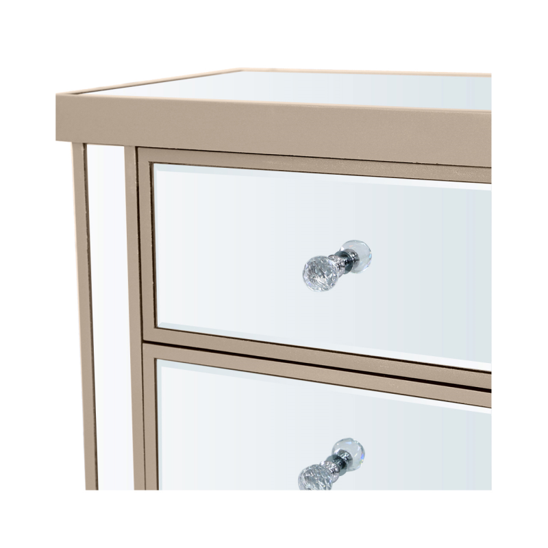 Vista 2 Drawer Dark Champagne Wood & Mirror Bedside Cabinet