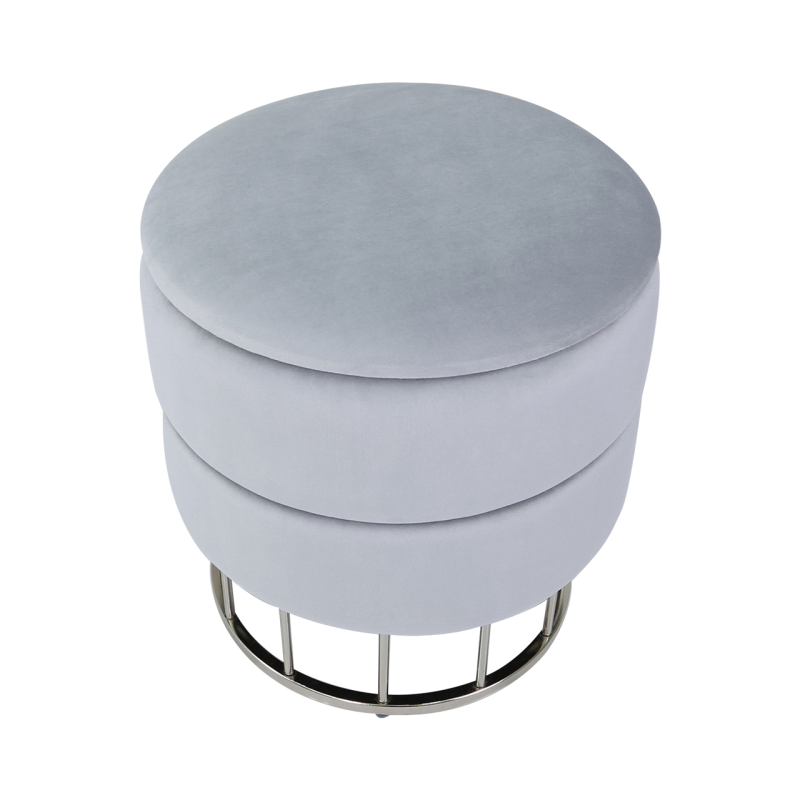 Grey Round Storage Stool