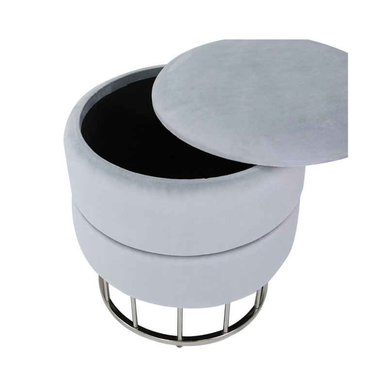 Grey Round Storage Stool