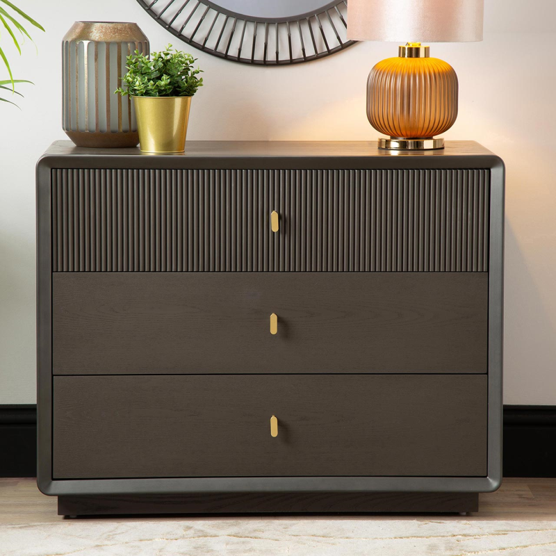 Amelie Smoke Grey Elm 3 Drawer Chest