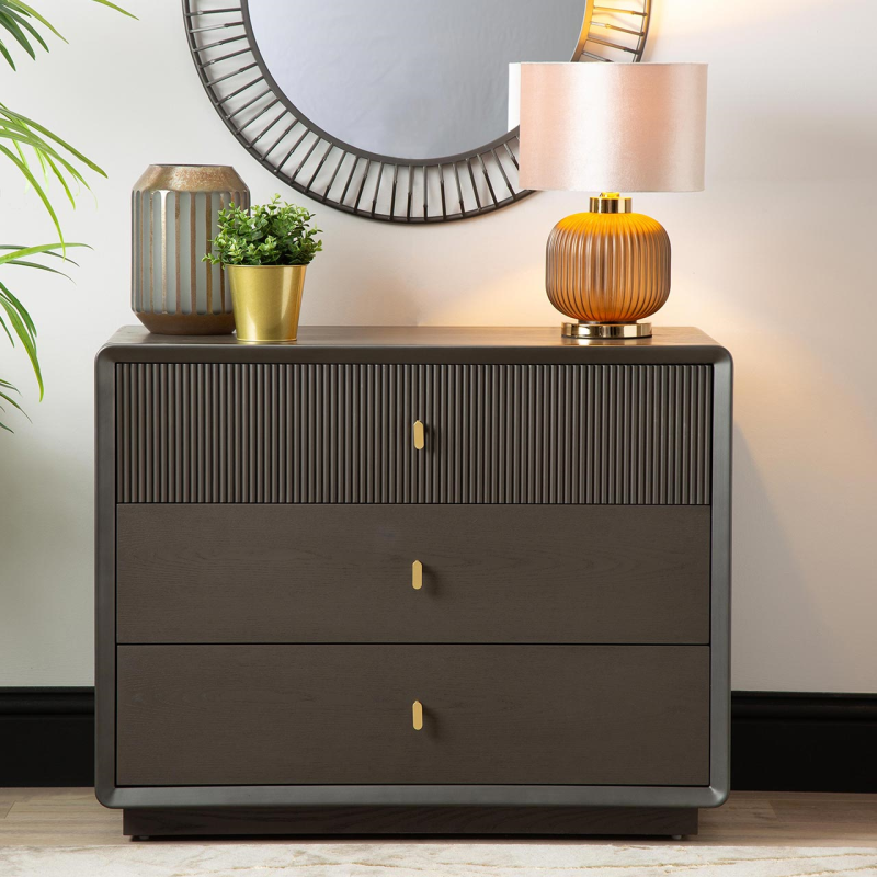 Amelie Smoke Grey Elm 3 Drawer Chest