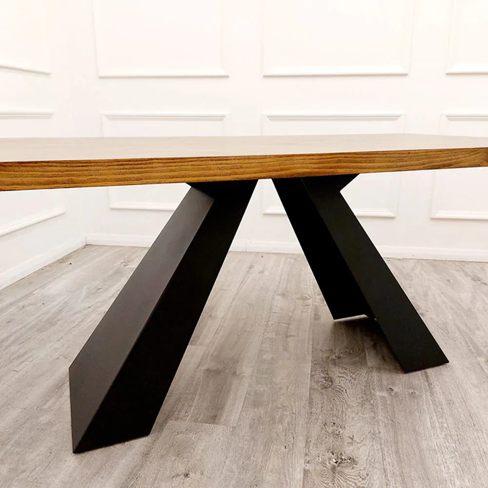 Axel 180cm Solid Wood Dining Table with Matt Black Metal Legs