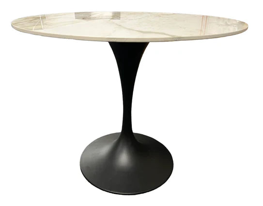 Bentley 90cm Gold Round Ceramic Dining Table With Black Base