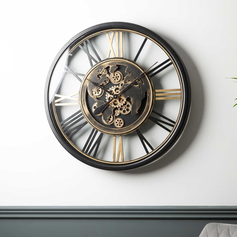 80cm Black and Gold Gear Wall Clock