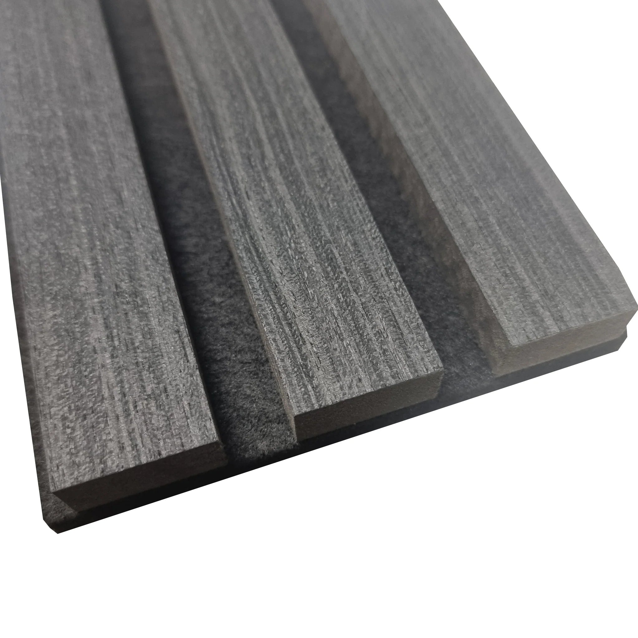 Charcoal Black Real Wood Acoustic Slatted Wall Panels