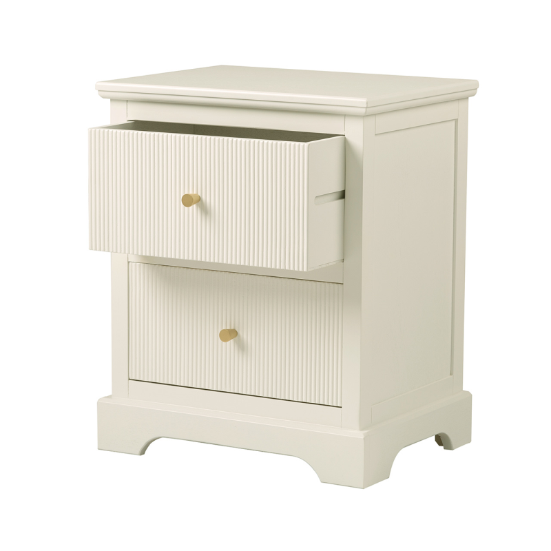 Lindon 2 Drawer Bedside Cabinet White with Gold Handles