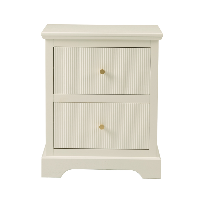 Lindon 2 Drawer Bedside Cabinet White with Gold Handles