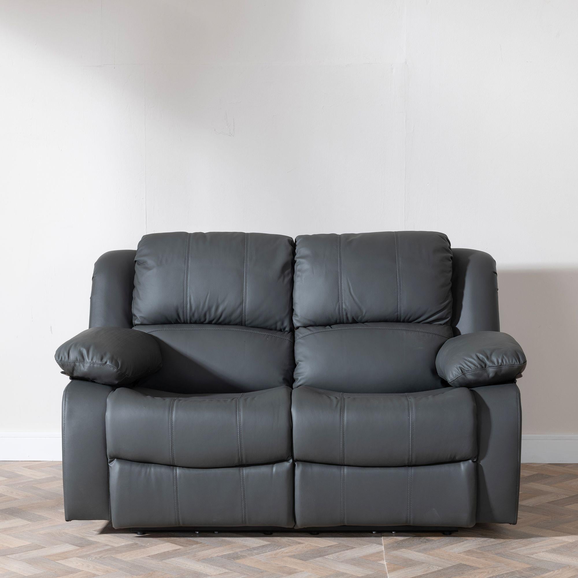 Helena Grey Leather 2 Seater Recliner Sofa