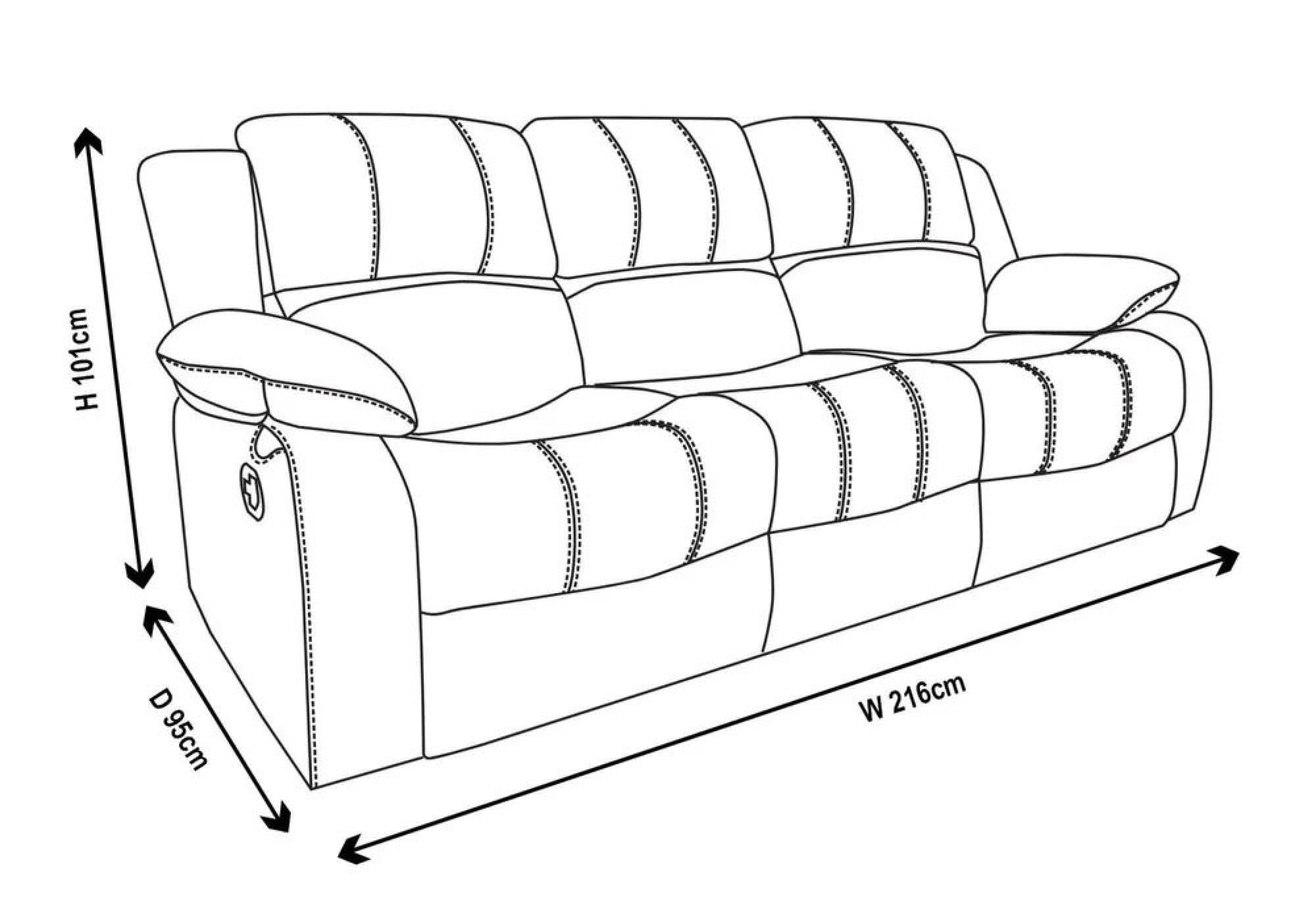 Helena Grey Leather 3 Seater Recliner Sofa