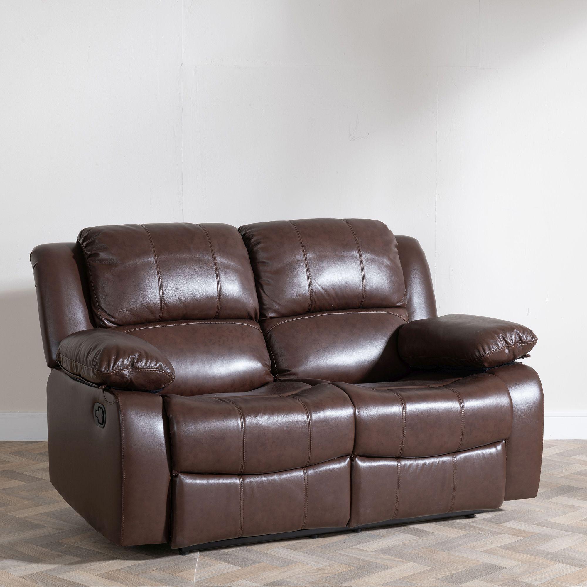 Helena Brown Leather 2 Seater Recliner Sofa