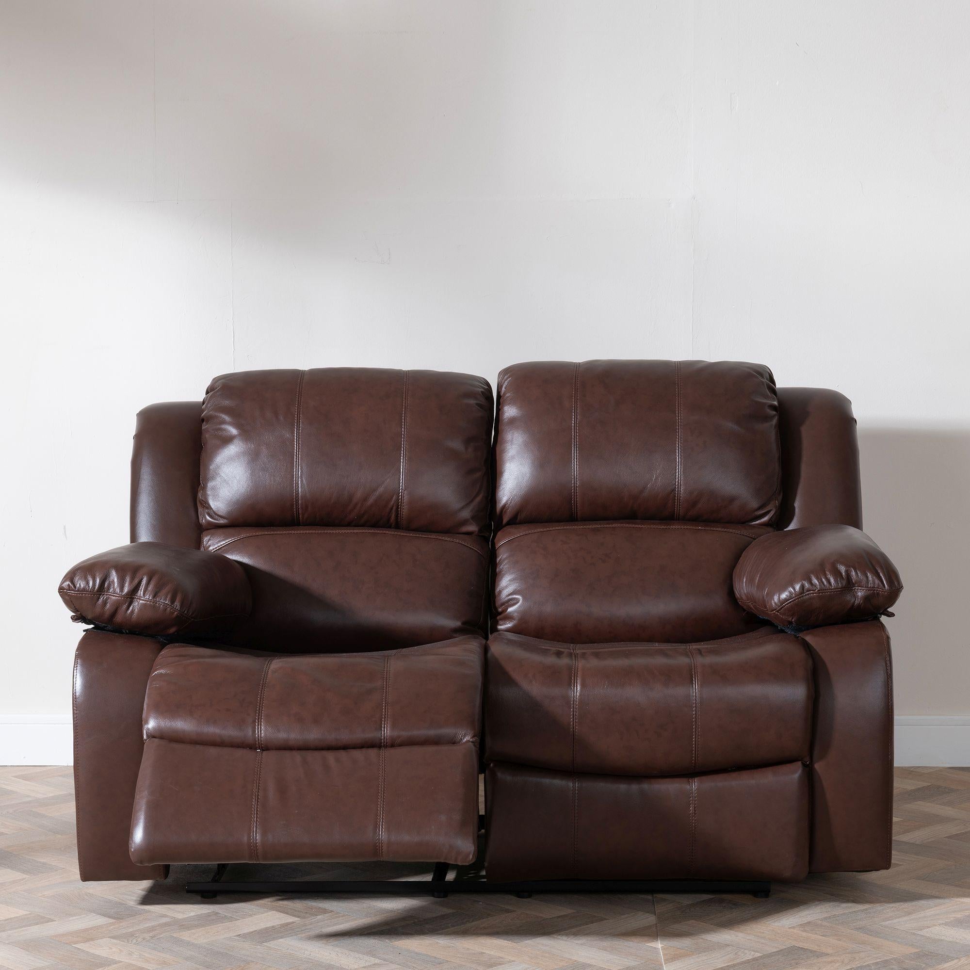 Helena Brown Leather 2 Seater Recliner Sofa