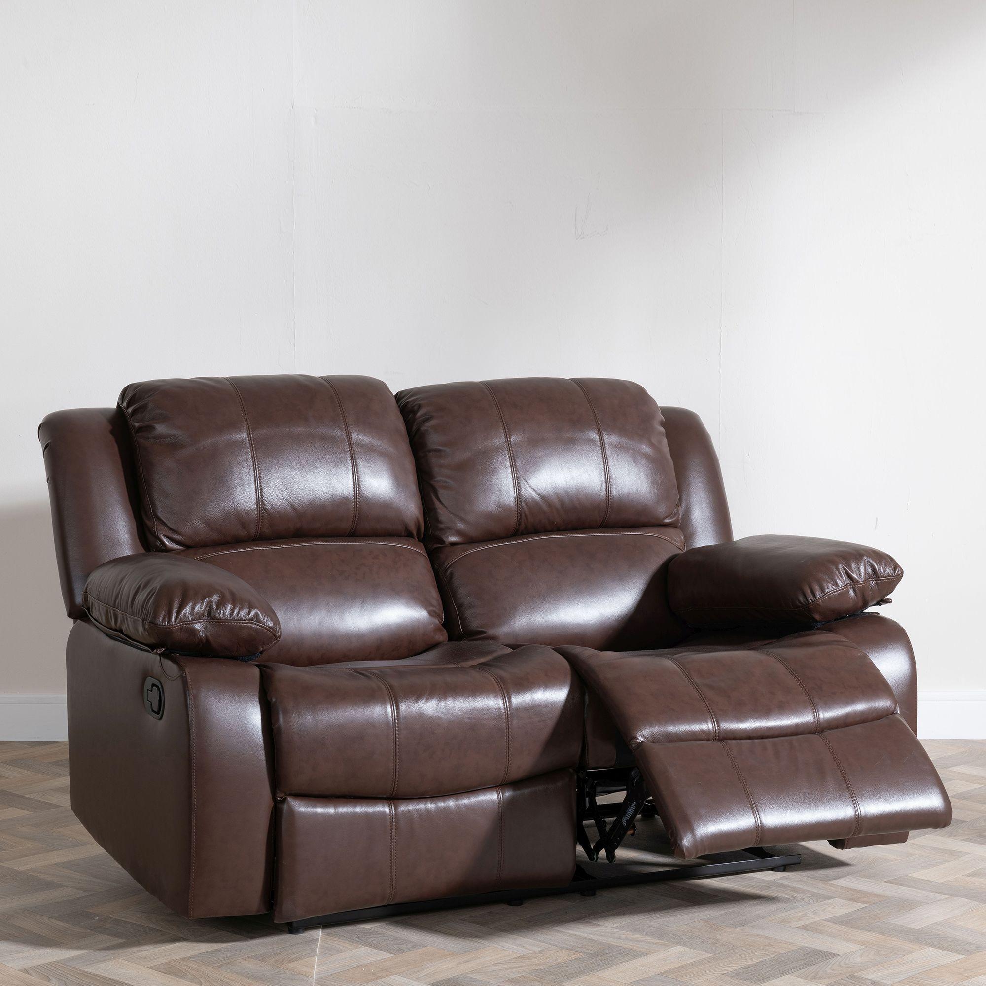 Helena Brown Leather 2 Seater Recliner Sofa