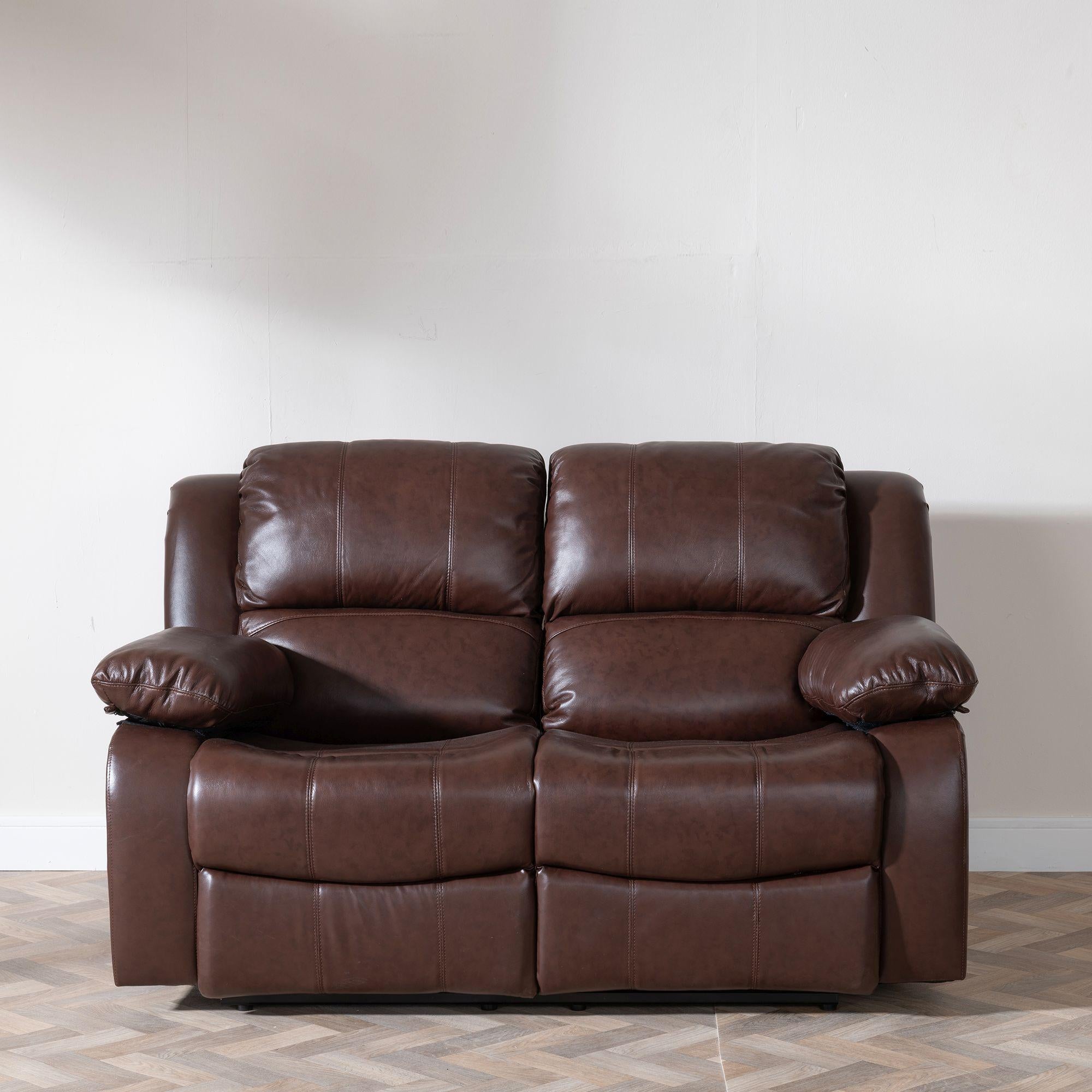 Helena Brown Leather 2 Seater Recliner Sofa