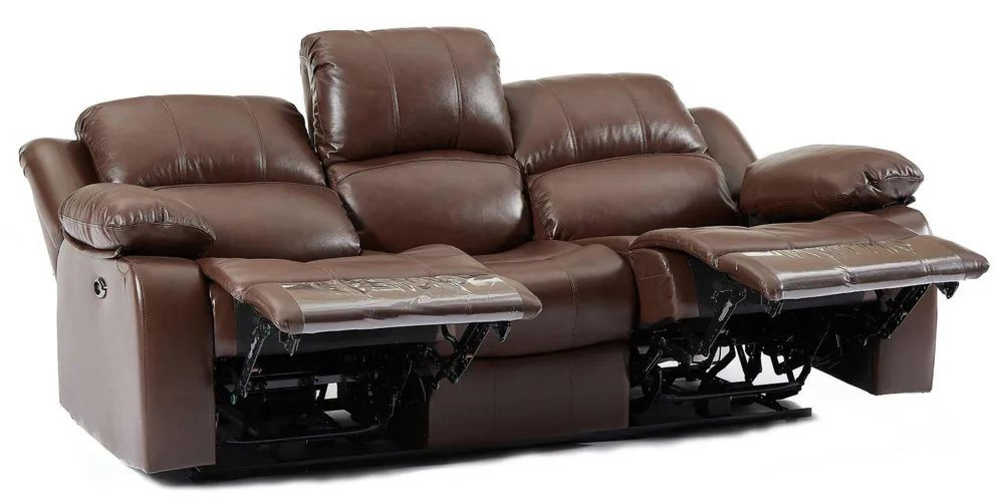 Helena Brown Leather 3 Seater Recliner Sofa