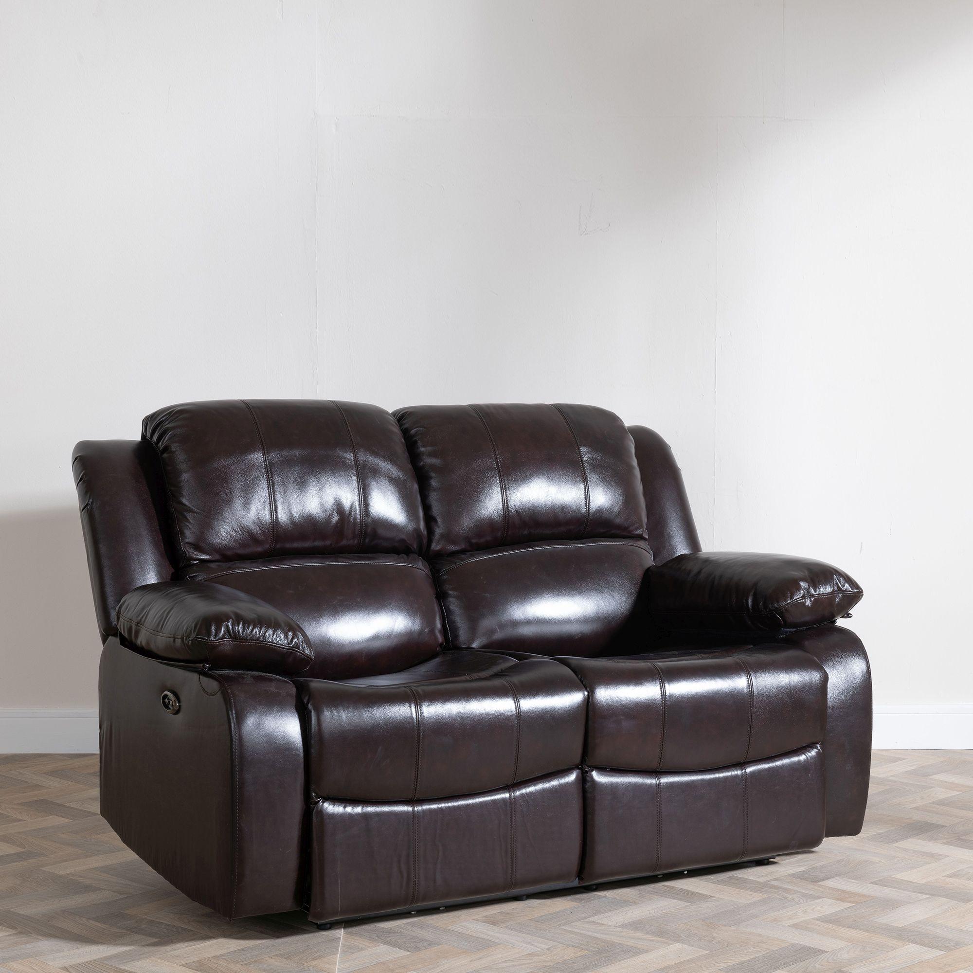 Helena Burgundy Leather 2 Seater Recliner Sofa