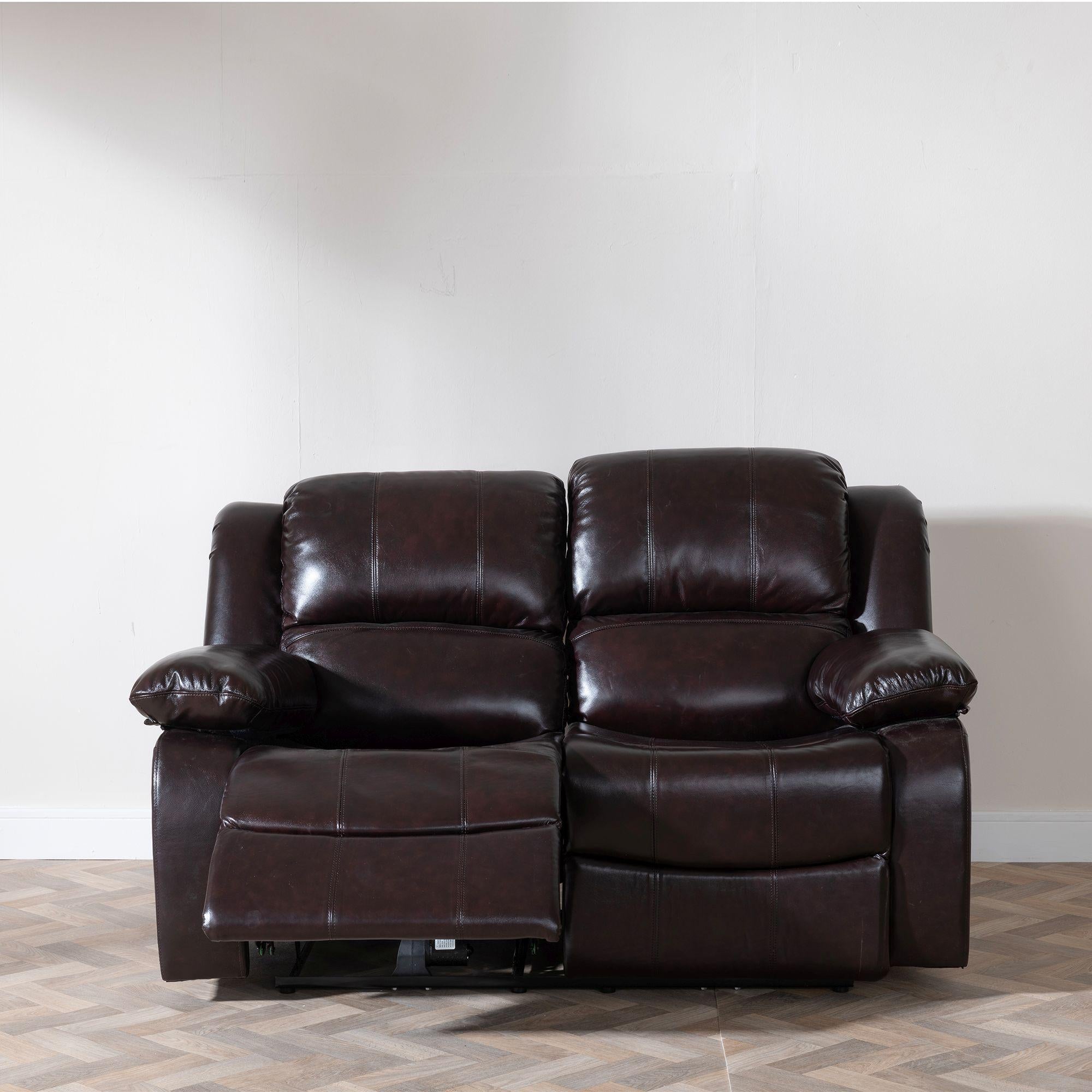 Helena Burgundy Leather 2 Seater Recliner Sofa