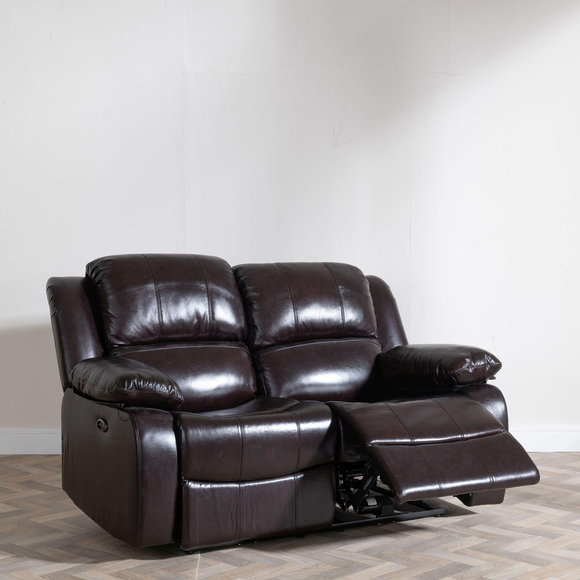 Helena Burgundy Leather 2 Seater Recliner Sofa