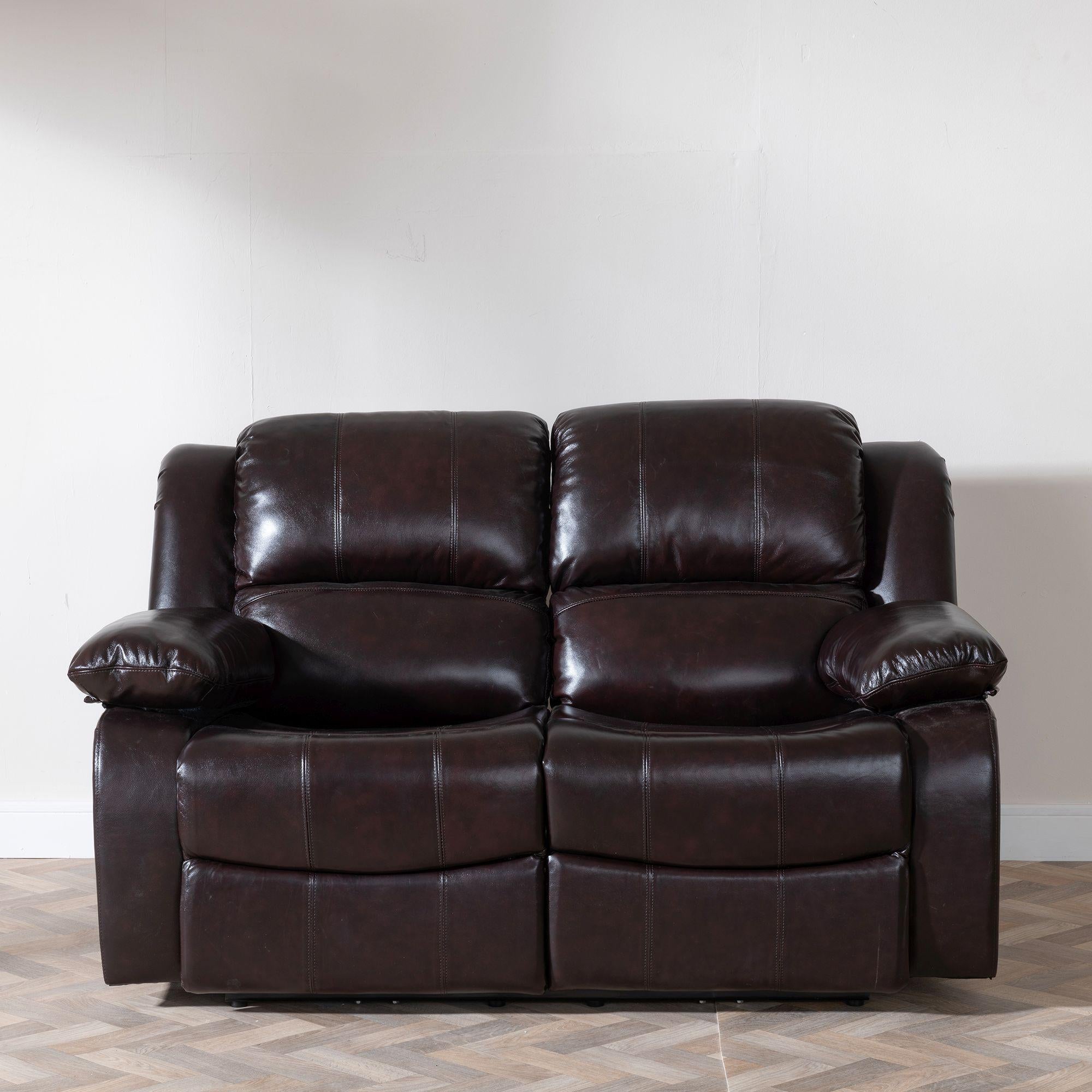 Helena Burgundy Leather 2 Seater Recliner Sofa