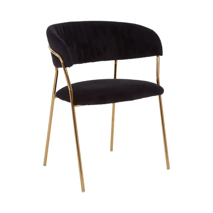 Tamzin Black Channel Gold Finish Dining Chair