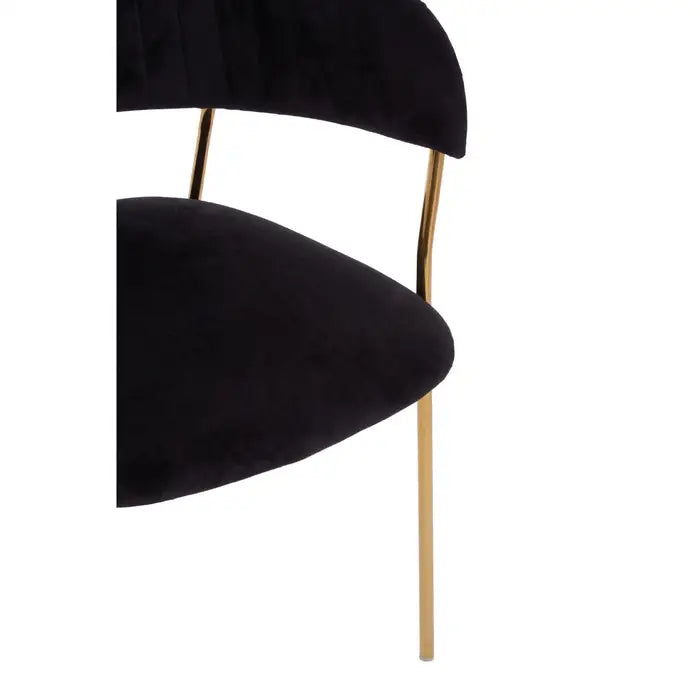 Tamzin Black Channel Gold Finish Dining Chair