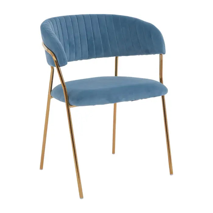 Tamzin Blue Channel Gold Finish Dining Chair