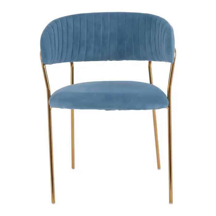 Tamzin Blue Channel Gold Finish Dining Chair