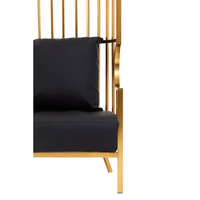 Eliza Brushed Gold Dome Cage Leather Chair