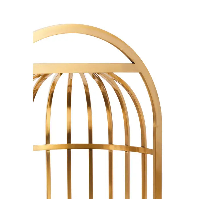 Eliza Brushed Gold Dome Cage Leather Chair