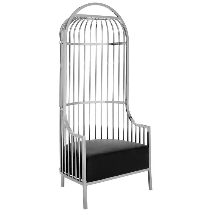 Eliza Silver Dome Cage Leather Chair