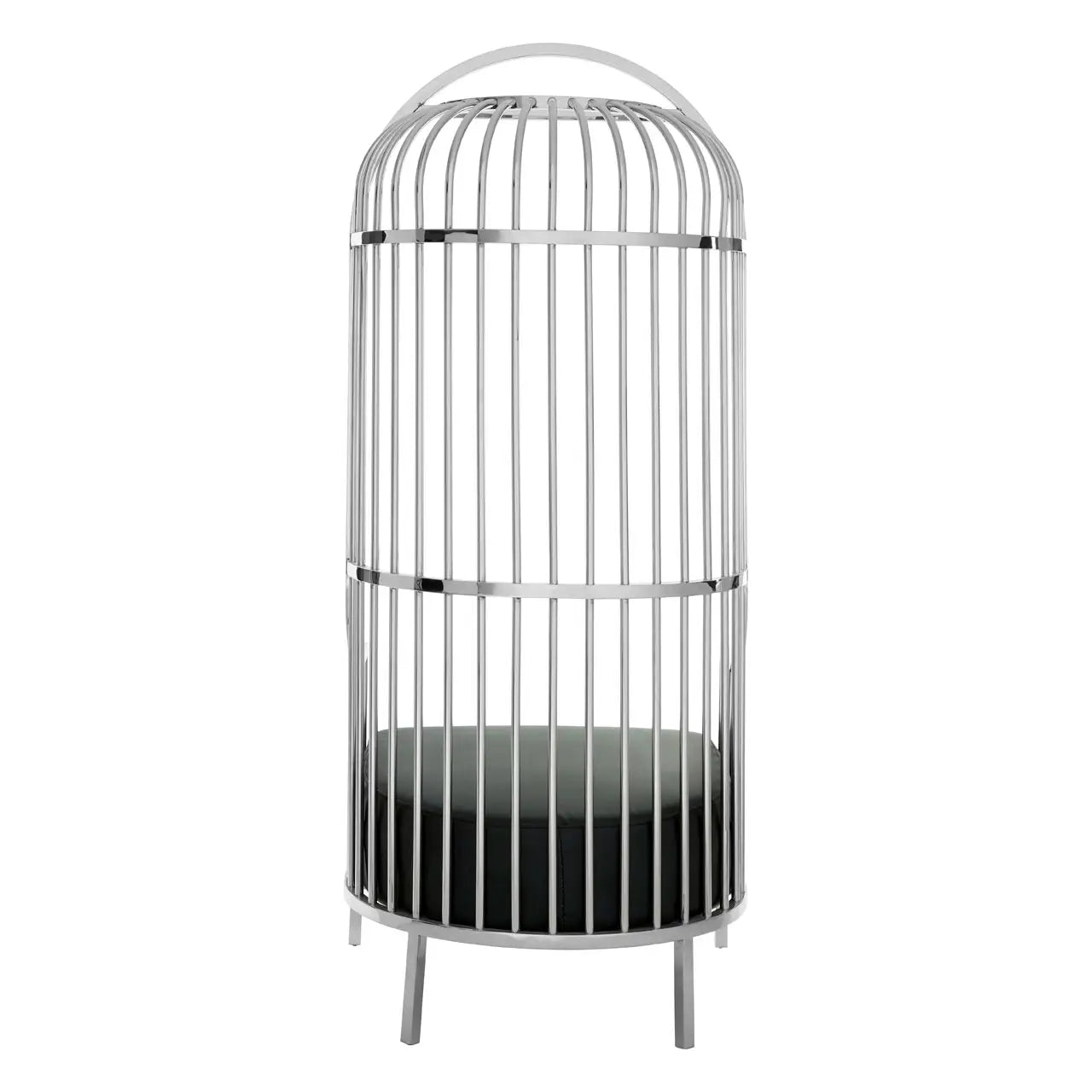 Eliza Silver Dome Cage Leather Chair