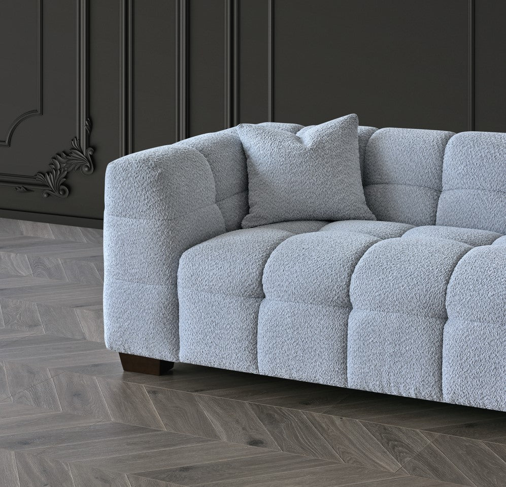 4 Seater Aluxo Tribeca Sofa Range In Pearl Boucle Fabric