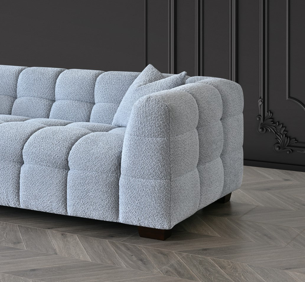 4 Seater Aluxo Tribeca Sofa Range In Pearl Boucle Fabric