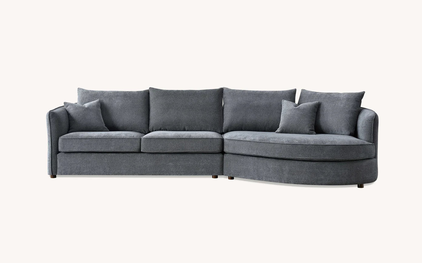 Aluxo Rubin Corner Chaise In Charcoal Boucle