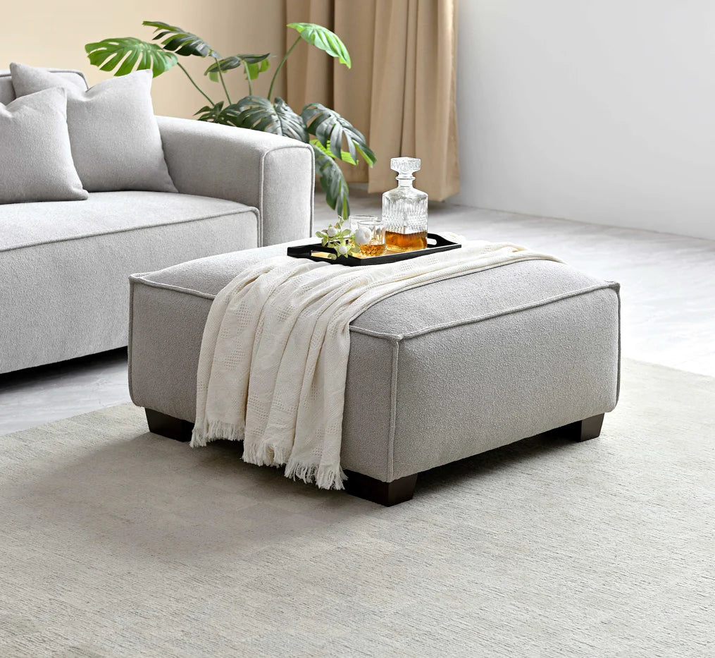 Aluxo Dakota 4 Seater With Chaise In Pebble Boucle