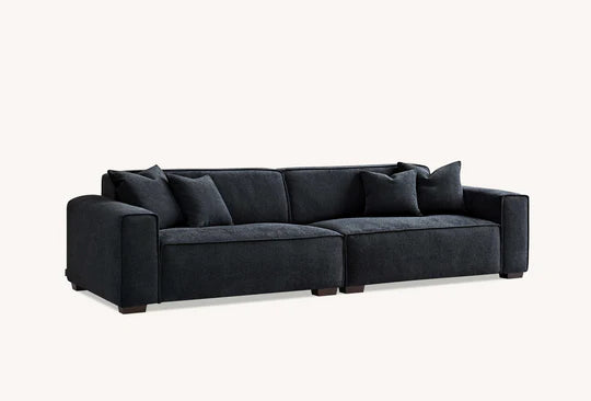 Aluxo Dakota 4 Seater With Chaise In Midnight Boucle