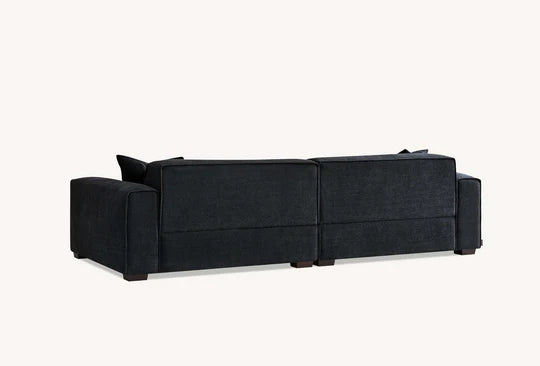 Aluxo Dakota 4 Seater With Chaise In Midnight Boucle