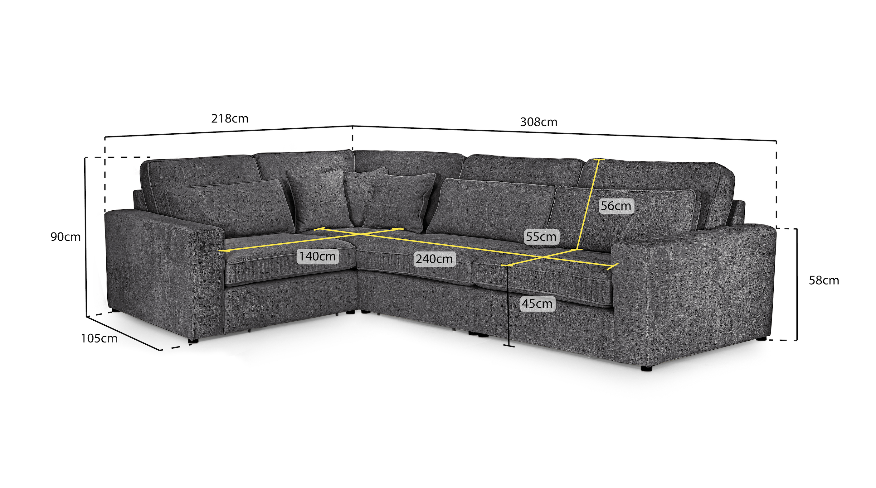 Kiana Modular Mocha Left Hand Facing Corner Sofa