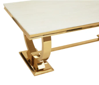 180cm Arianna White Marble with Gold Legs Dining Table